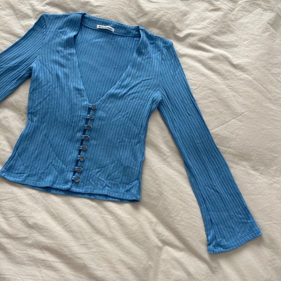 REFORMATION Gellar Knit Top in Robin Egg Blue - Picture 2 of 6